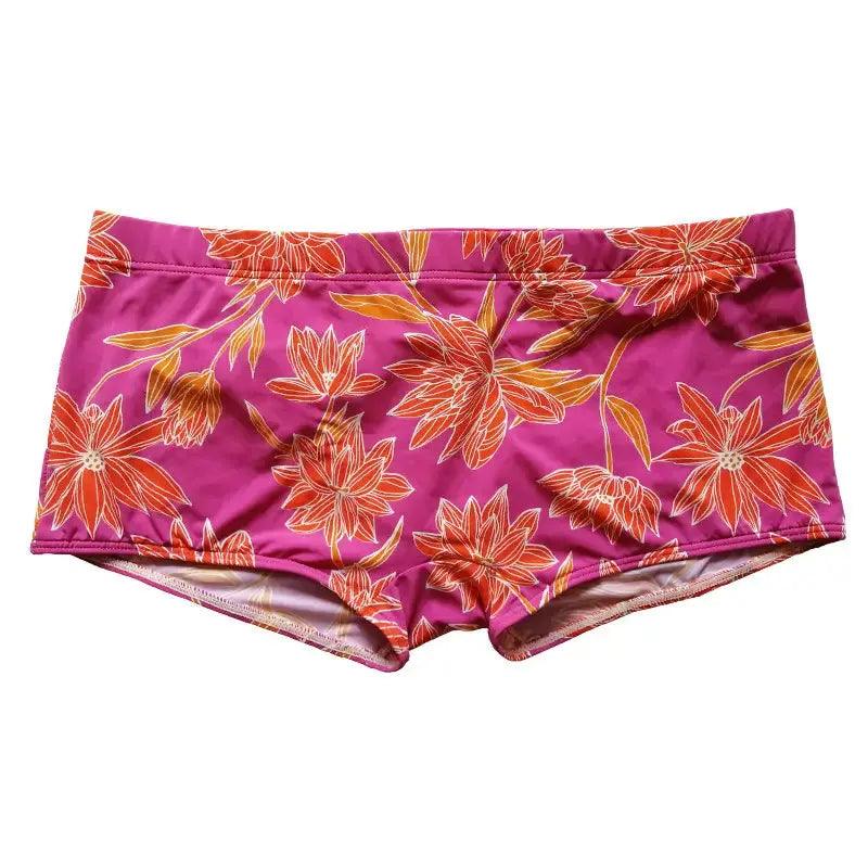 Men's Printed Low-Rise Swim Boxers with Drawstring – Quick-Dry Nylon, European Style - His Inwear