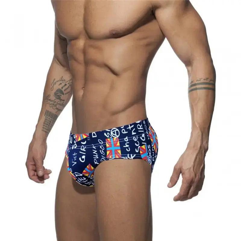 Men's Quick-Dry Low-Rise Swim Briefs – Stylish Printed Bikini Swimwear - His Inwear