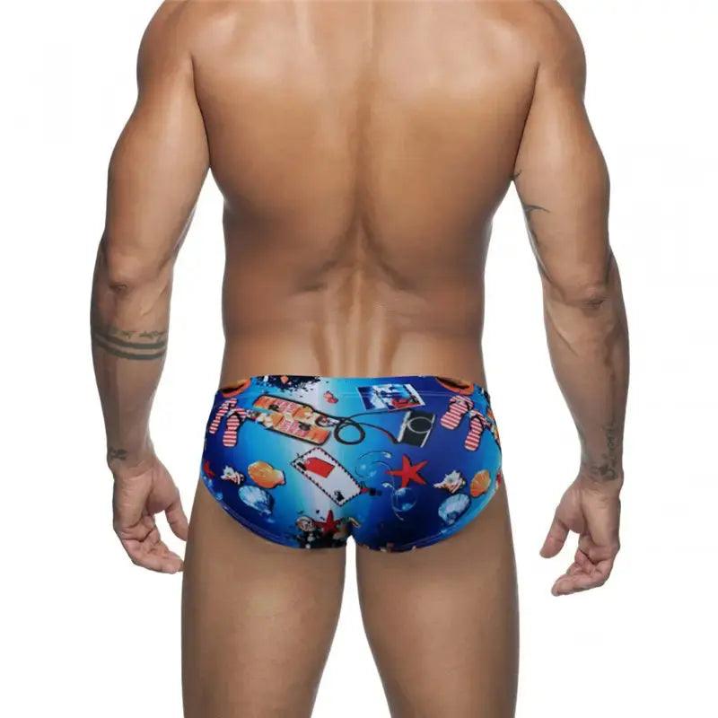 Men's Quick-Dry Low-Rise Swim Briefs – Stylish Printed Bikini Swimwear - His Inwear