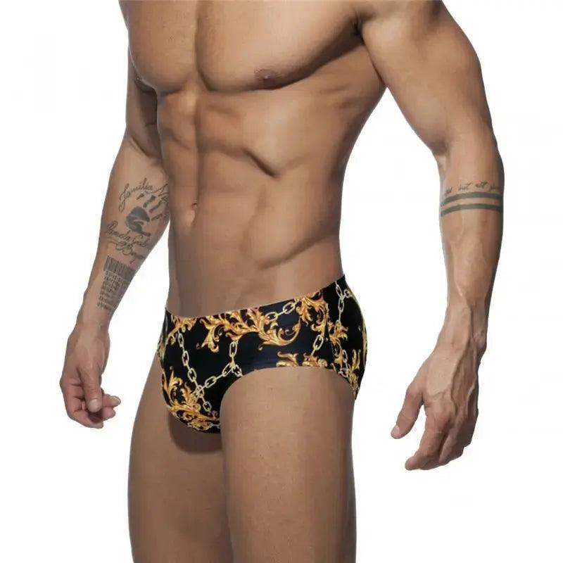 Men's Quick-Dry Low-Rise Swim Briefs – Stylish Printed Bikini Swimwear - His Inwear