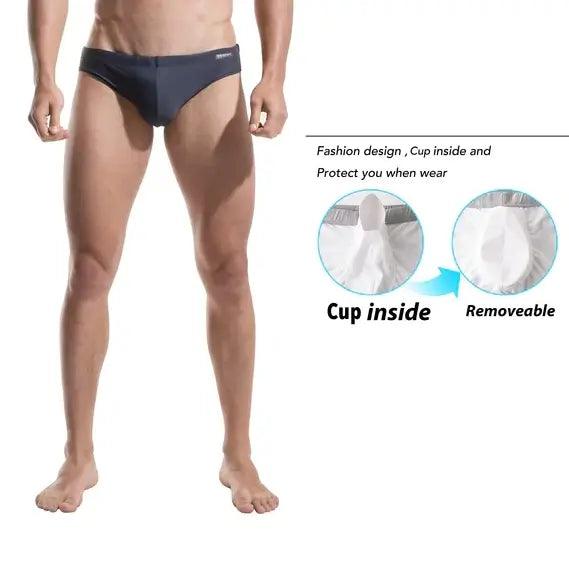 Men's Swim Briefs - Sexy Low Rise Quick Dry Swimwear with Convex Pad - His Inwear