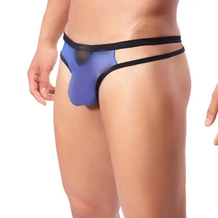 Men's Underwear with Elastic Waistband and Hollow Design G-String - His Inwear