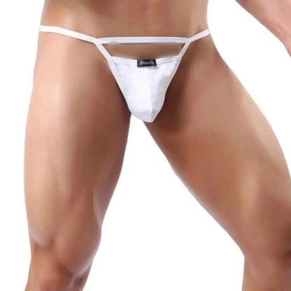 Men's modal thong underwear front view - DomiGe Comfort Pouch in White
