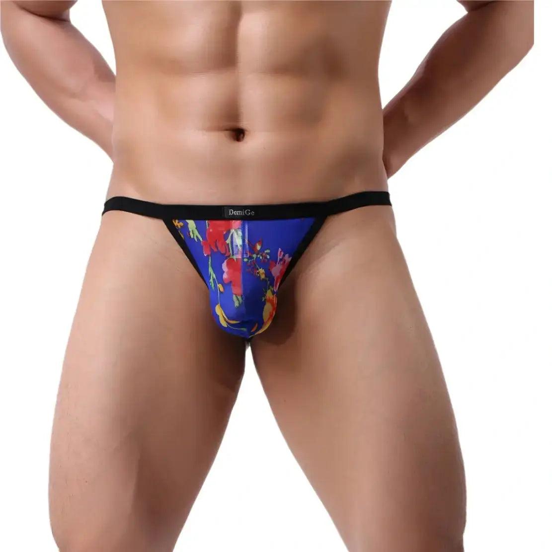 Print Men's T-Back Thong with Lycra Mesh Fabric - His Inwear