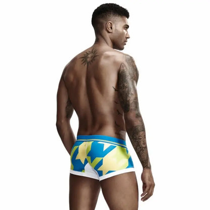 Seobean Seobean Low Rise Boxer Briefs Men Sexy Geometric Pattern Breathable Underwear 90225
