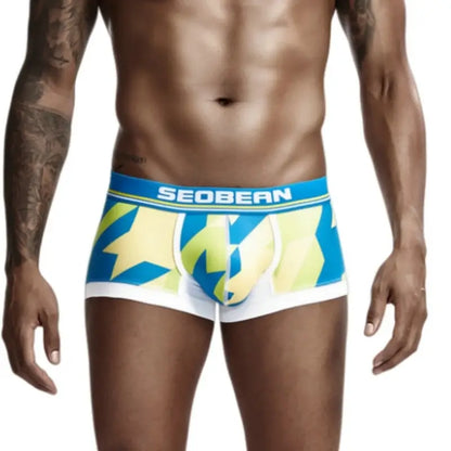 Seobean Seobean Low Rise Boxer Briefs Men Sexy Geometric Pattern Breathable Underwear 90225