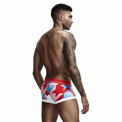 Seobean Seobean Low Rise Boxer Briefs Men Sexy Geometric Pattern Breathable Underwear 90225