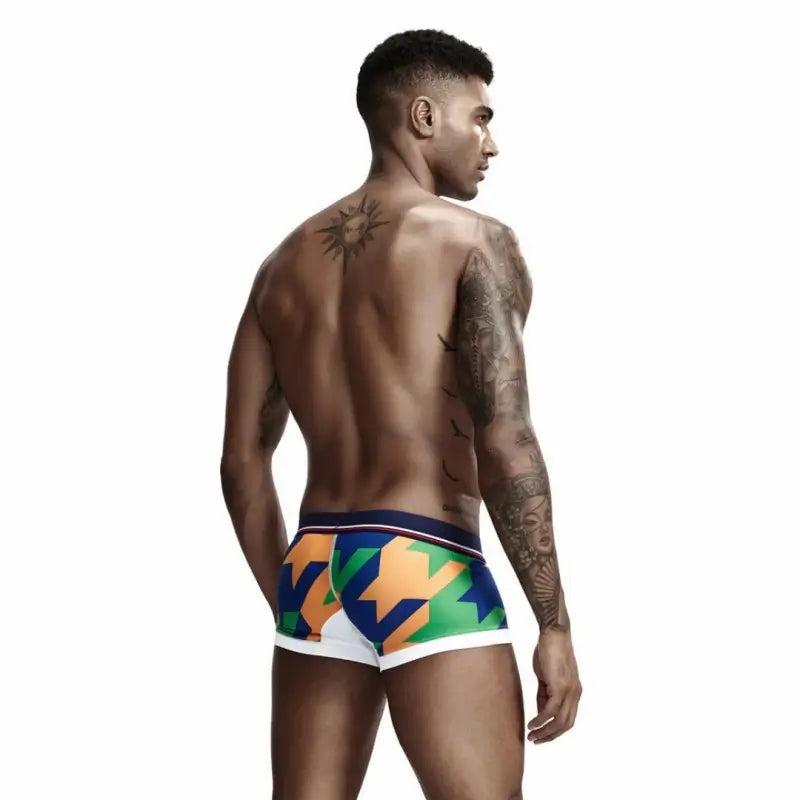 Seobean Seobean Low Rise Boxer Briefs Men Sexy Geometric Pattern Breathable Underwear 90225