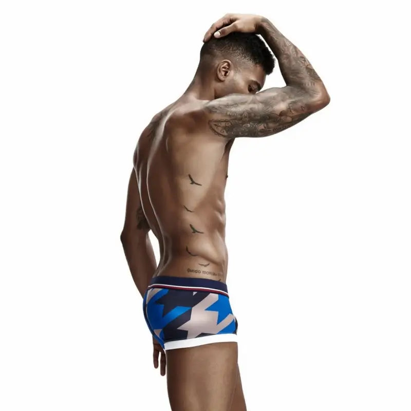 Seobean Seobean Low Rise Boxer Briefs Men Sexy Geometric Pattern Breathable Underwear 90225