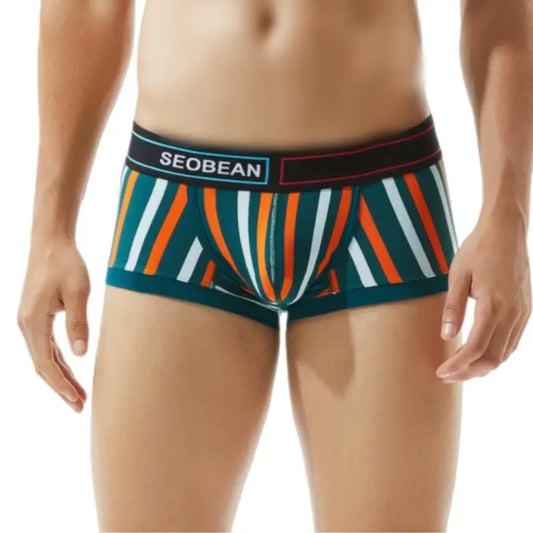 Seobean Seobean Low Rise Striped Boxer Briefs Men Cotton Trunk Underwear
