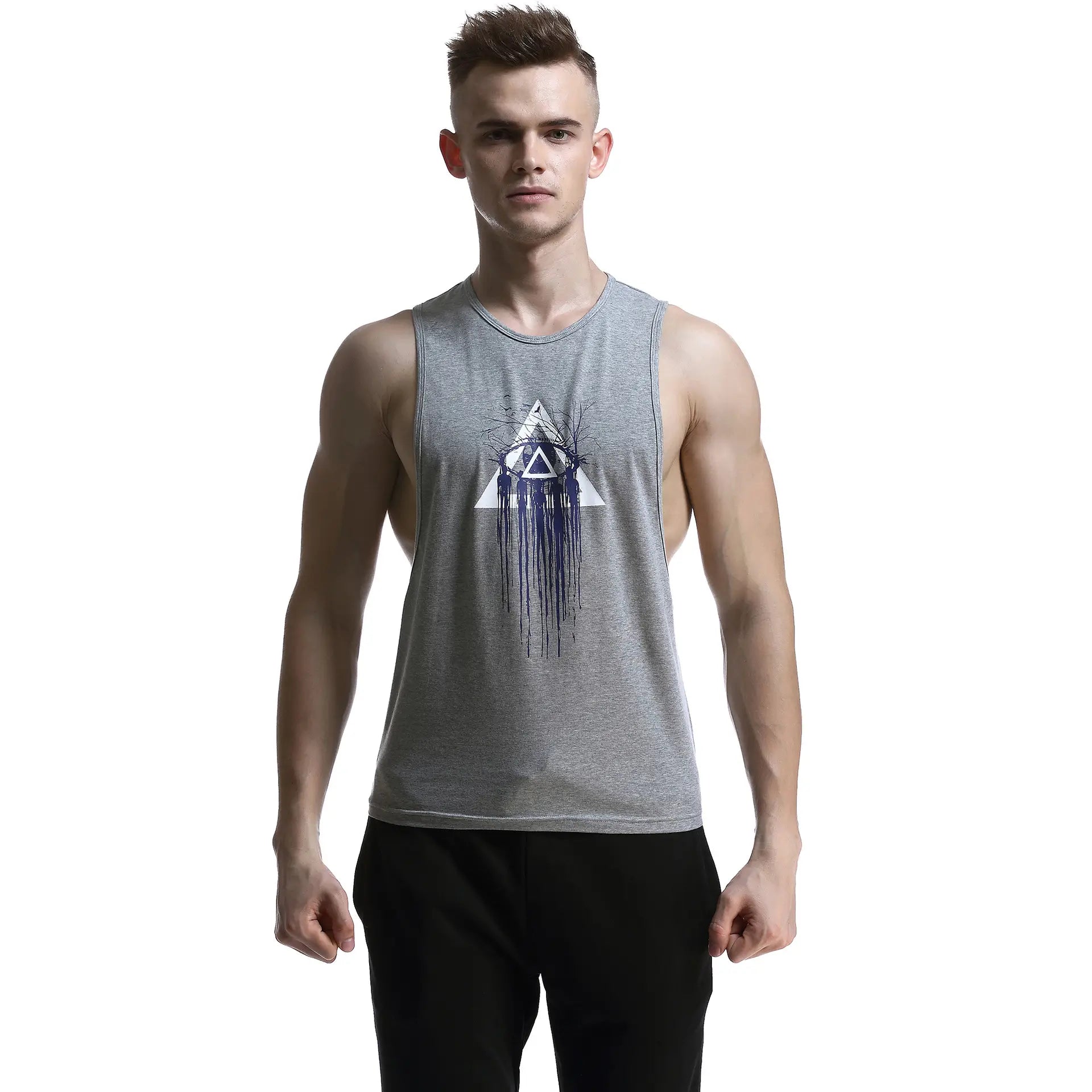 Seobean Seobean Men's 100% Cotton Graphic Tank Tops - Gym & Streetwear Muscle Vest 60702