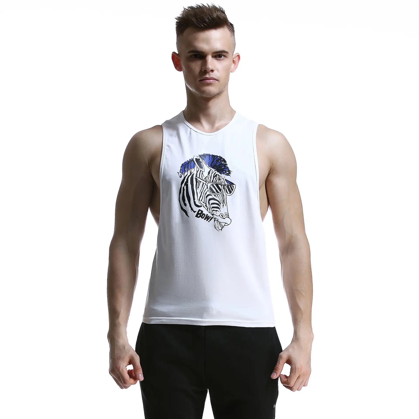 Seobean Seobean Men's 100% Cotton Graphic Tank Tops - Gym & Streetwear Muscle Vest 60702