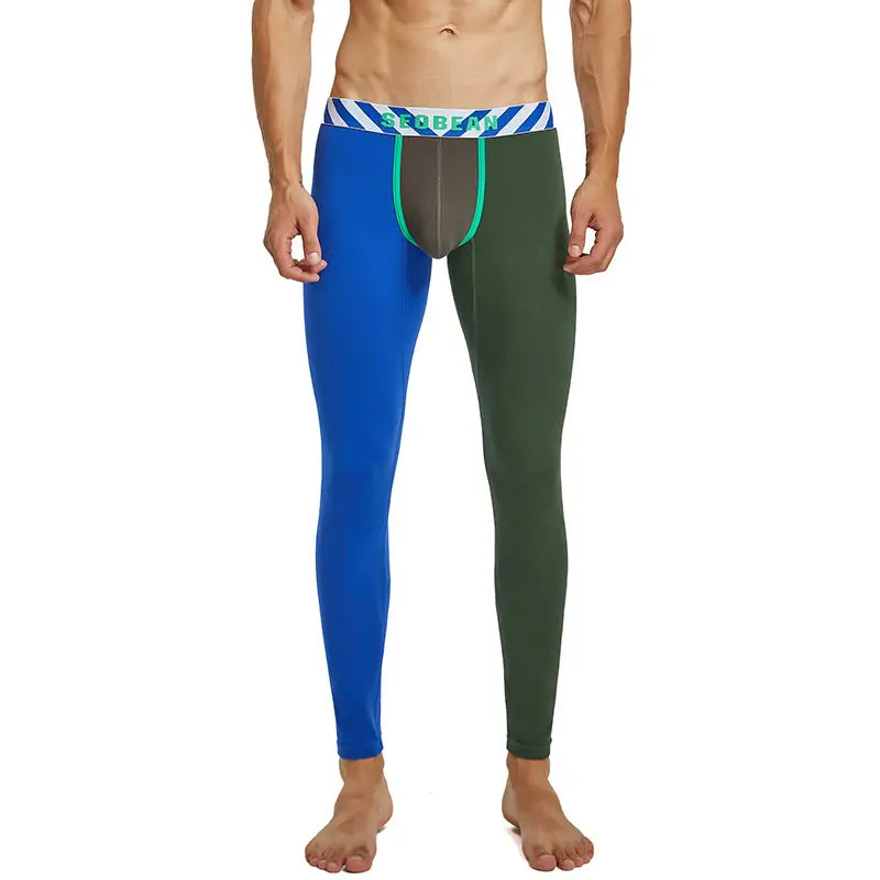 Seobean Seobean Men's Color Block Thermal Underwear Long Johns 220402