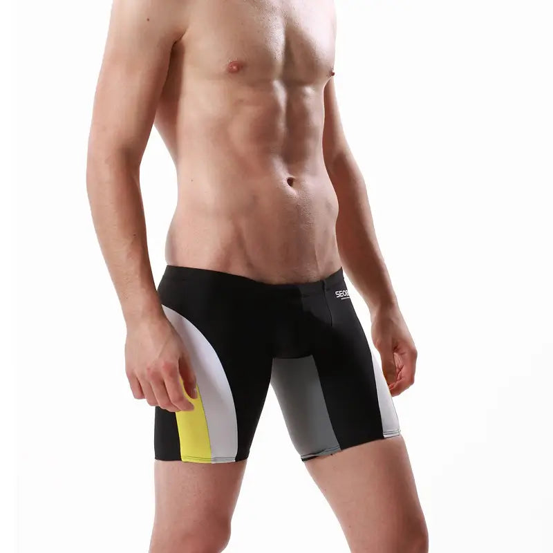 Seobean Seobean Men's Compression Swimwear - Stylish Long Flat-Front Swim Shorts 50814