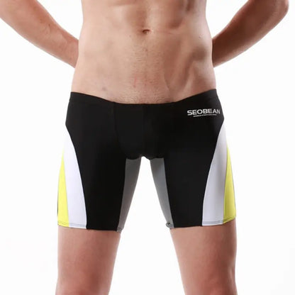 Seobean Seobean Men's Compression Swimwear - Stylish Long Flat-Front Swim Shorts 50814