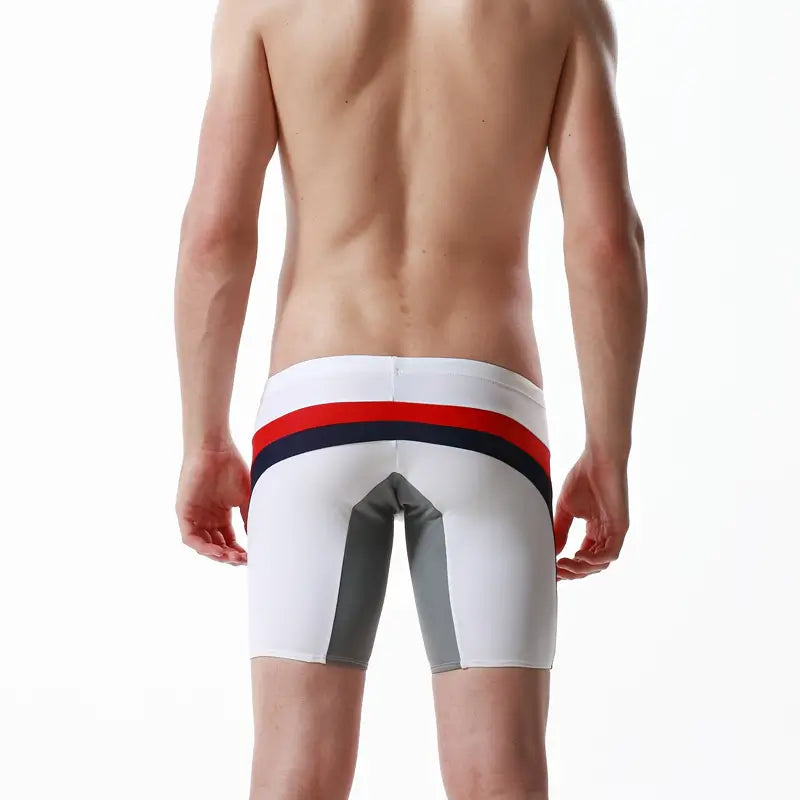 Seobean Seobean Men's Compression Swimwear - Stylish Long Flat-Front Swim Shorts 50814