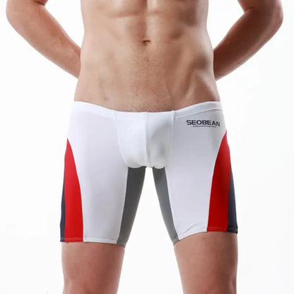 Seobean Seobean Men's Compression Swimwear - Stylish Long Flat-Front Swim Shorts 50814