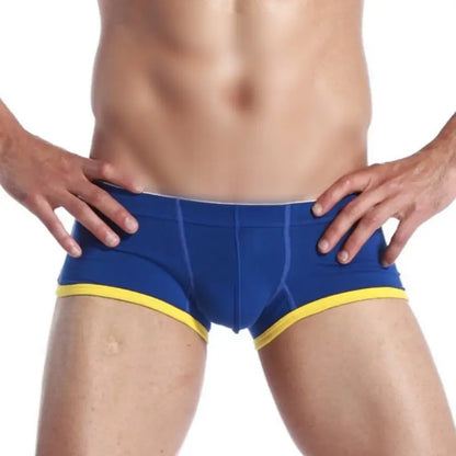 Seobean Seobean Men's Cotton Boxer Briefs Butt Lifting Breathable Contrast Trim Trunks