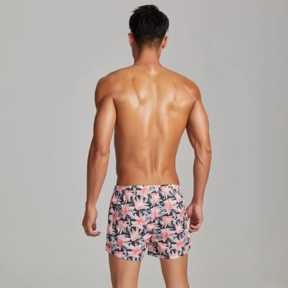 Seobean Seobean Men's Lily Print Polyester Beach Shorts | Quick-Dry Swim Trunks 221301