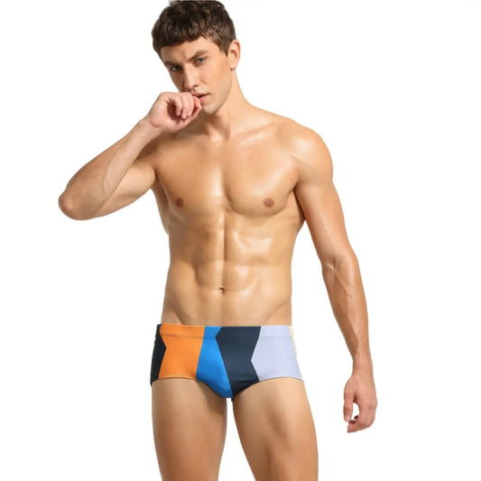 Seobean Seobean Men's Low-Rise Color Block Swim Trunks - Quick Dry Swimwear 10801