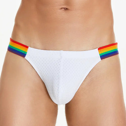 Seobean Seobean Men's Low-Rise Rainbow Mesh Briefs - Breathable Sexy Underwear 240103