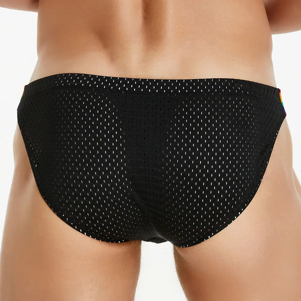 Seobean Seobean Men's Low-Rise Rainbow Mesh Briefs - Breathable Sexy Underwear 240103