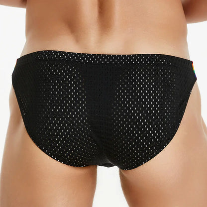 Seobean Seobean Men's Low-Rise Rainbow Mesh Briefs - Breathable Sexy Underwear 240103