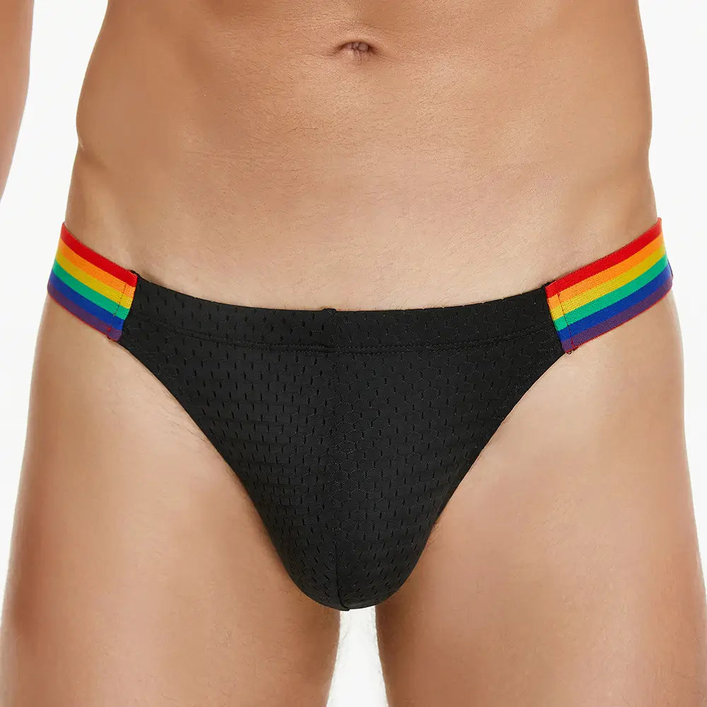 Seobean Seobean Men's Low-Rise Rainbow Mesh Briefs - Breathable Sexy Underwear 240103