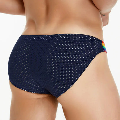 Seobean Seobean Men's Low-Rise Rainbow Mesh Briefs - Breathable Sexy Underwear 240103