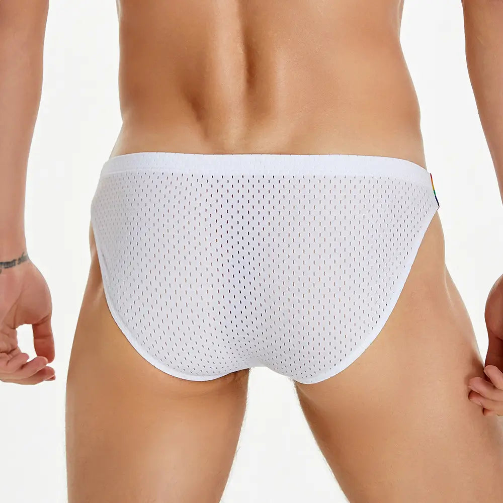 Seobean Seobean Men's Low-Rise Rainbow Mesh Briefs - Breathable Sexy Underwear 240103