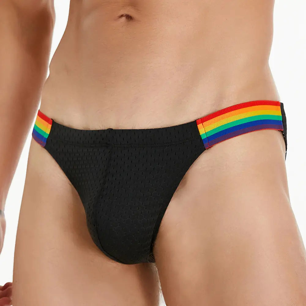 Seobean Seobean Men's Low-Rise Rainbow Mesh Briefs - Breathable Sexy Underwear 240103