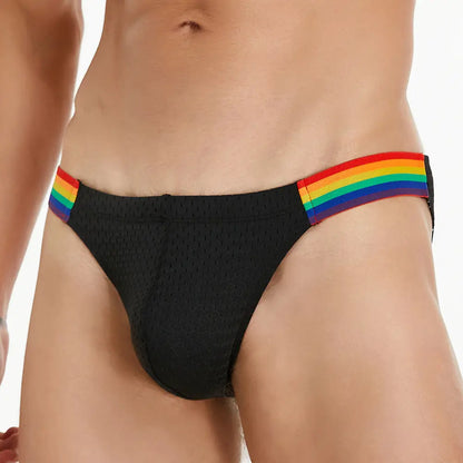 Seobean Seobean Men's Low-Rise Rainbow Mesh Briefs - Breathable Sexy Underwear 240103