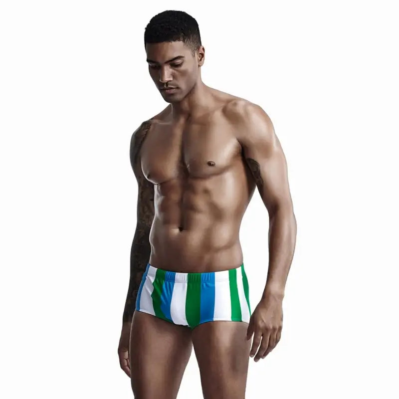 Seobean Seobean Men's Low-Rise Stripe Swim Trunks 90807