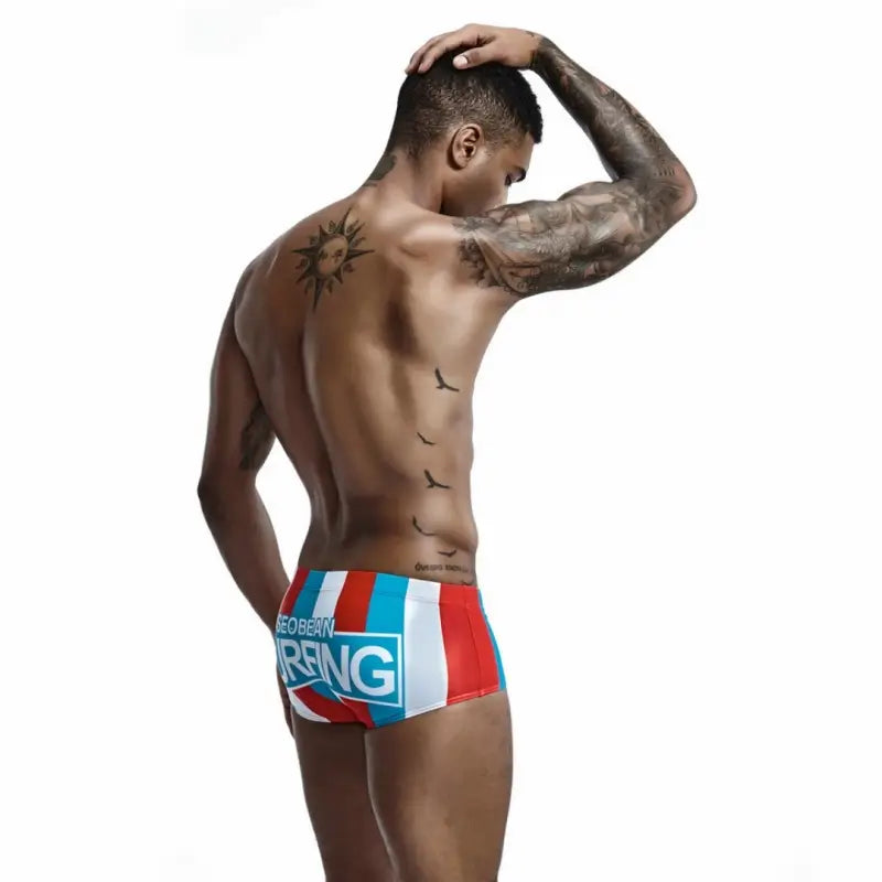 Seobean Seobean Men's Low-Rise Stripe Swim Trunks 90807