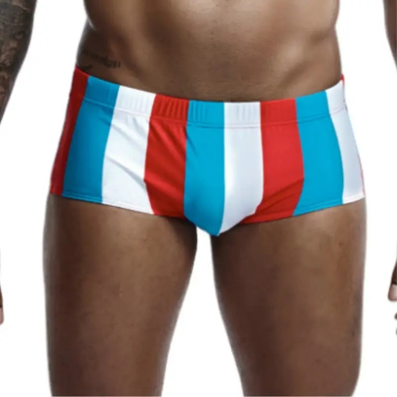 Seobean Seobean Men's Low-Rise Stripe Swim Trunks 90807