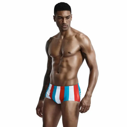 Seobean Seobean Men's Low-Rise Stripe Swim Trunks 90807