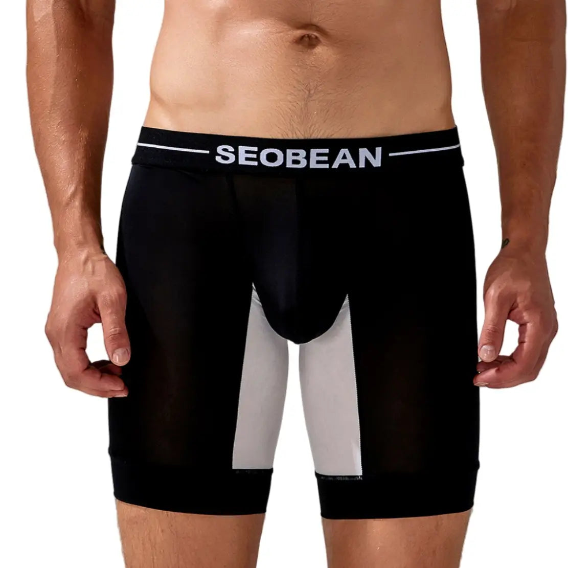 Seobean Seobean Men's Nylon-Spandex Long Boxer Briefs | Anti-Chafing Summer Underwear 240201