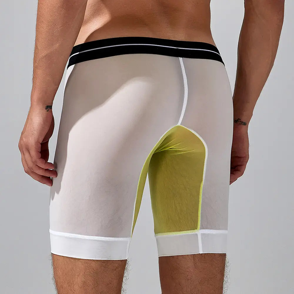 Seobean Seobean Men's Nylon-Spandex Long Boxer Briefs | Anti-Chafing Summer Underwear 240201