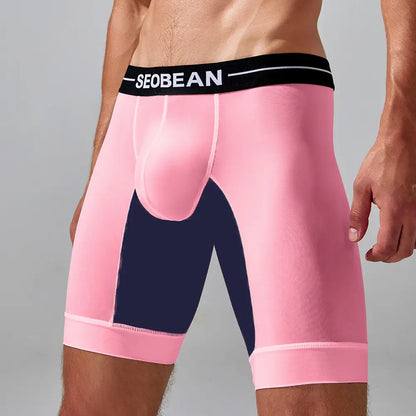 Seobean Seobean Men's Nylon-Spandex Long Boxer Briefs | Anti-Chafing Summer Underwear 240201