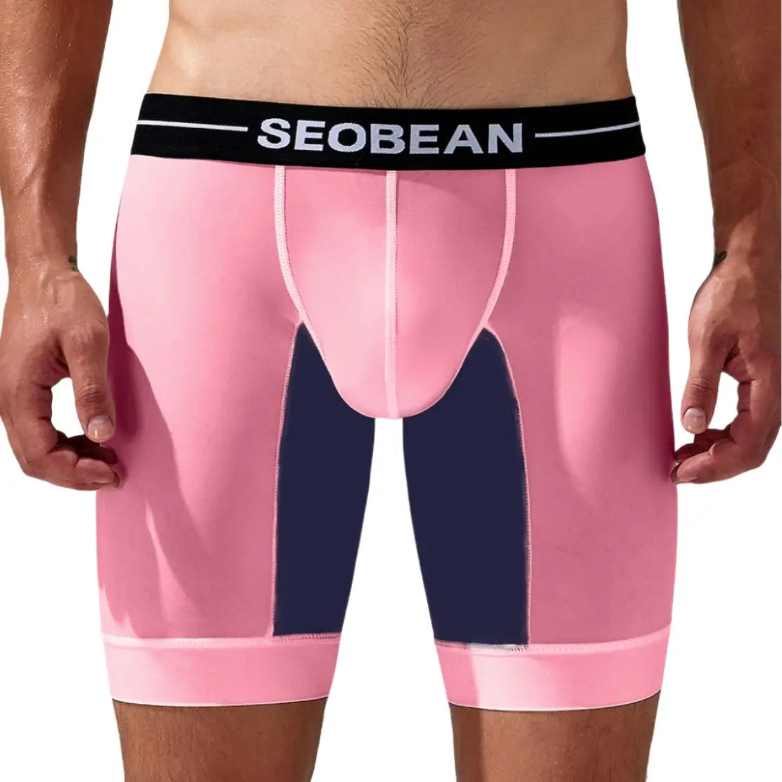 Seobean Seobean Men's Nylon-Spandex Long Boxer Briefs | Anti-Chafing Summer Underwear 240201
