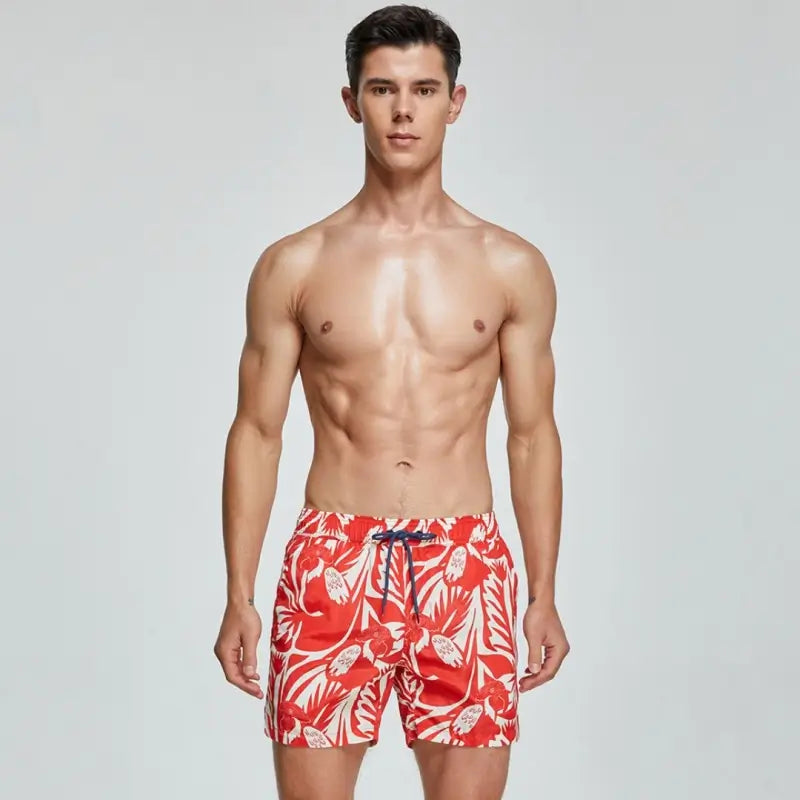 Seobean Seobean Men's Quick-Dry Beach Shorts with Elastic Waist & Tropical 231302