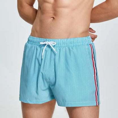 Seobean Seobean Men's Quick-Dry Board Shorts - Blue Stripe Swim Trunks with Mesh Liner 251301