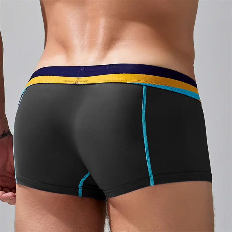 Seobean Seobean Men's Sexy Boxer Briefs Breathable Trunks with Colorful Stripe Design 230215