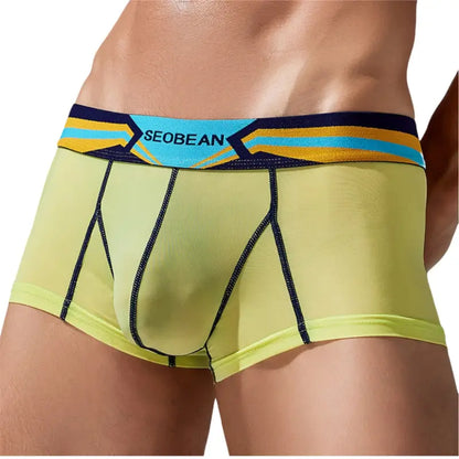 Seobean Seobean Men's Sexy Boxer Briefs Breathable Trunks with Colorful Stripe Design 230215