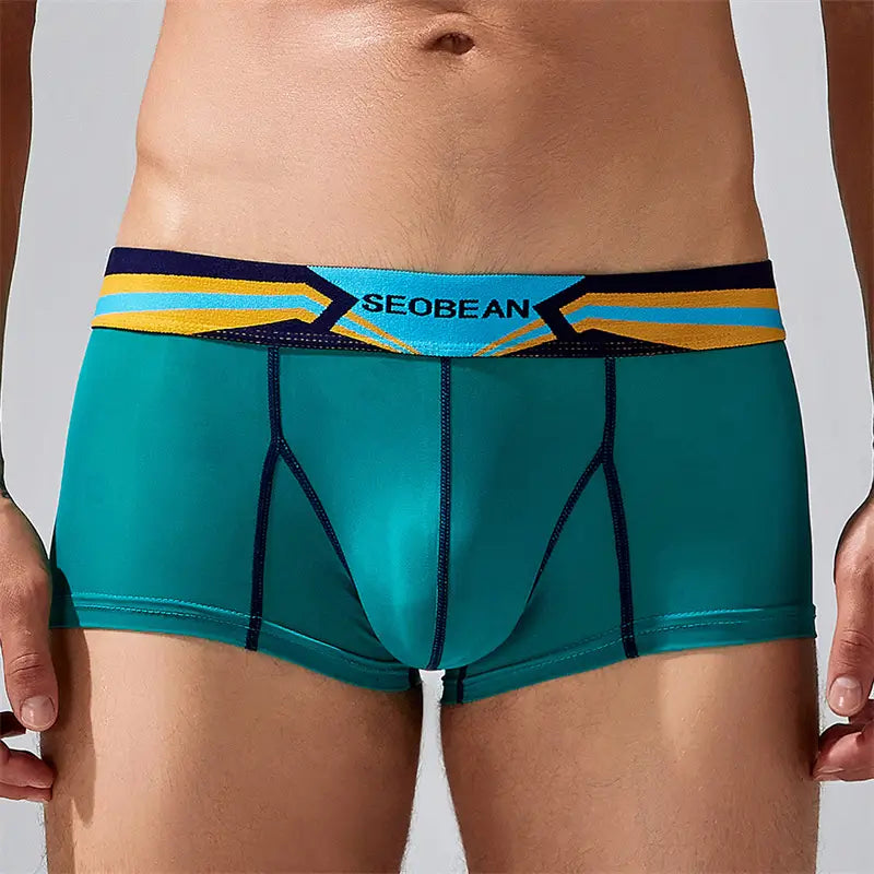 Seobean Seobean Men's Sexy Boxer Briefs Breathable Trunks with Colorful Stripe Design 230215