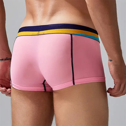 Seobean Seobean Men's Sexy Boxer Briefs Breathable Trunks with Colorful Stripe Design 230215
