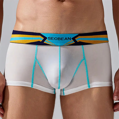 Seobean Seobean Men's Sexy Boxer Briefs Breathable Trunks with Colorful Stripe Design 230215