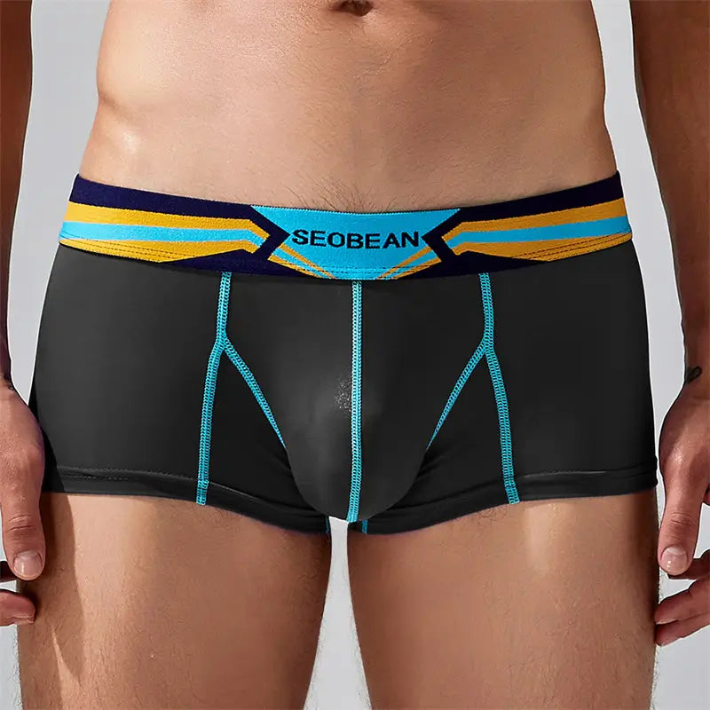 Seobean Seobean Men's Sexy Boxer Briefs Breathable Trunks with Colorful Stripe Design 230215