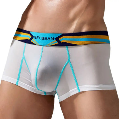 Seobean Seobean Men's Sexy Boxer Briefs Breathable Trunks with Colorful Stripe Design 230215