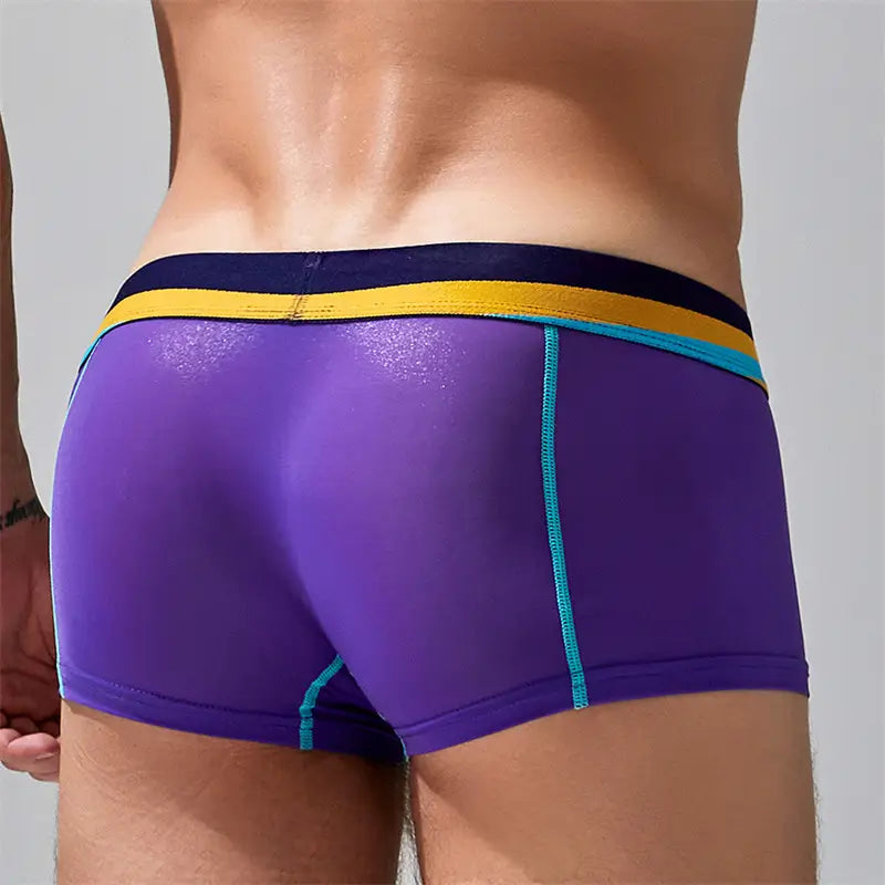 Seobean Seobean Men's Sexy Boxer Briefs Breathable Trunks with Colorful Stripe Design 230215